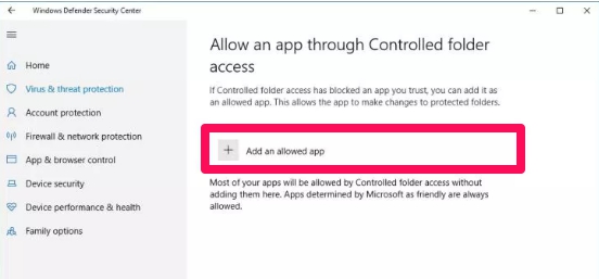 controlled folder access blocked